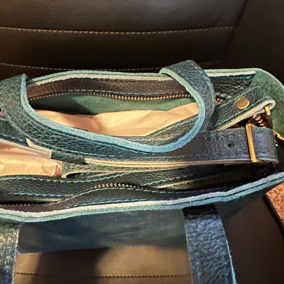 New Portland Leather Mini-Crossbody in Lagoon - Picture 4 of 5